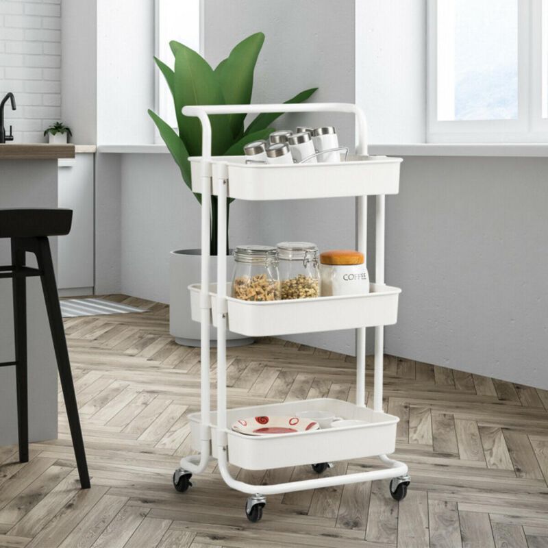 Hivvago 3-Tier Utility Cart Storage Rolling Cart with Casters