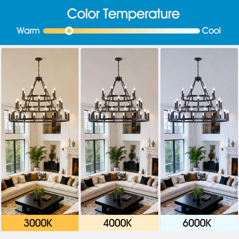 ELEMENT ACE 3-Tier Wagon Wheel 36-Light Adjustable Height Chandelier Hanging Light Fixture for High Ceiling Living Dining Room Foyer Entryway Kitchen Island Bar image number 4