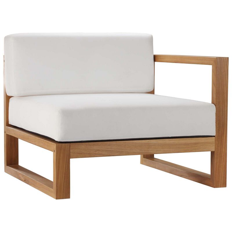 Upland Outdoor Patio Teak Wood 3-Piece Sectional Sofa Set-Benzara