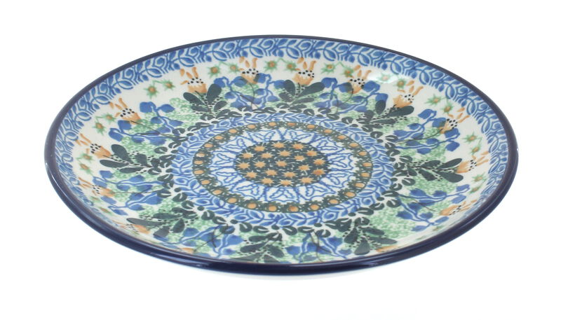 Blue Rose Polish Pottery Day Lily Bouquet Dessert Plate