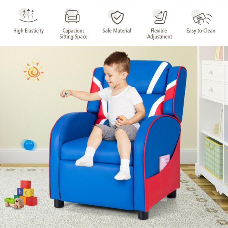 Hivvago Kids Leather Recliner Chair with Side Pockets