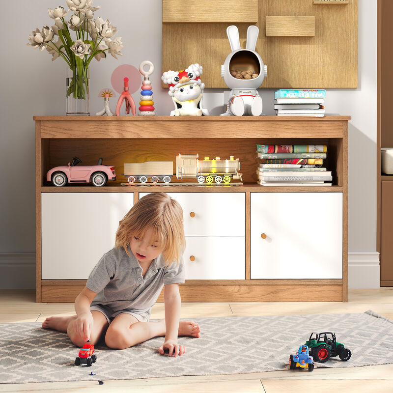 Kids Toy Storage Organizer with Open Shelf and 2 Drawers for Playroom