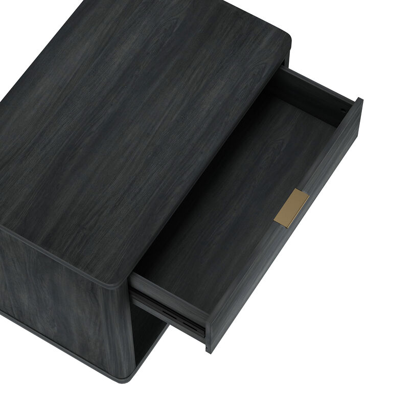Evelyn Wide 1-Drawer Nightstands in Dark Gray (Set of 2)