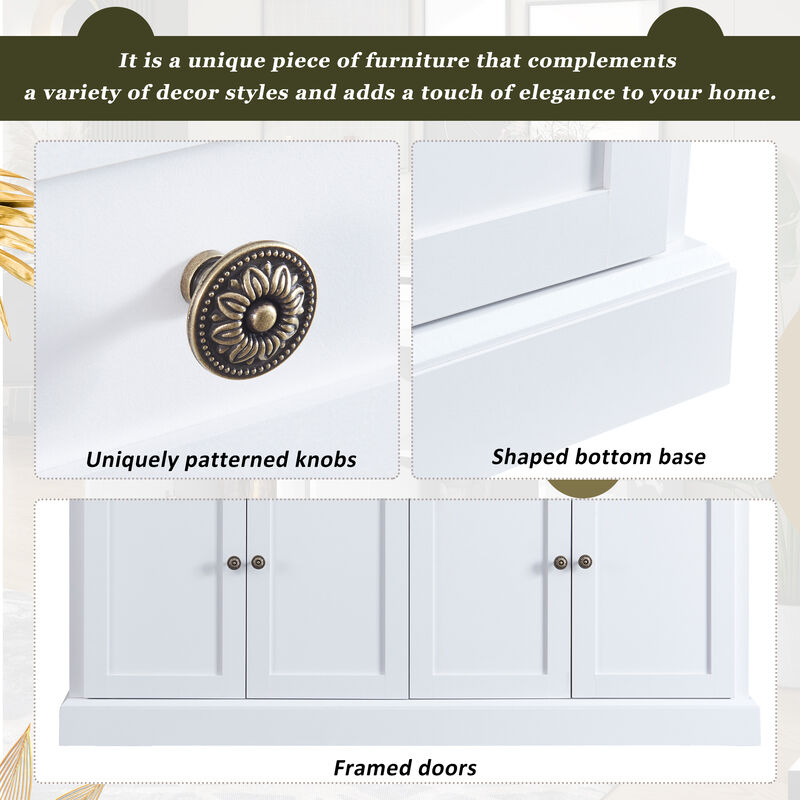 Merax White Sideboard Storage Buffet Cabinet with 2 Drawers