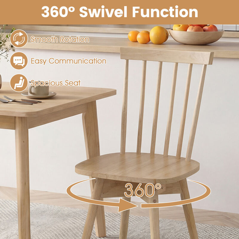 Set of 4 Swivel Dining Chairs with Rubberwood Frames for Kitchen image number 6