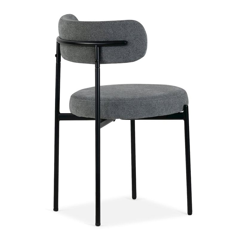 Glamour Home Set of 2 Avrom Gray Boucle Dining Chair with Black Metal Legs