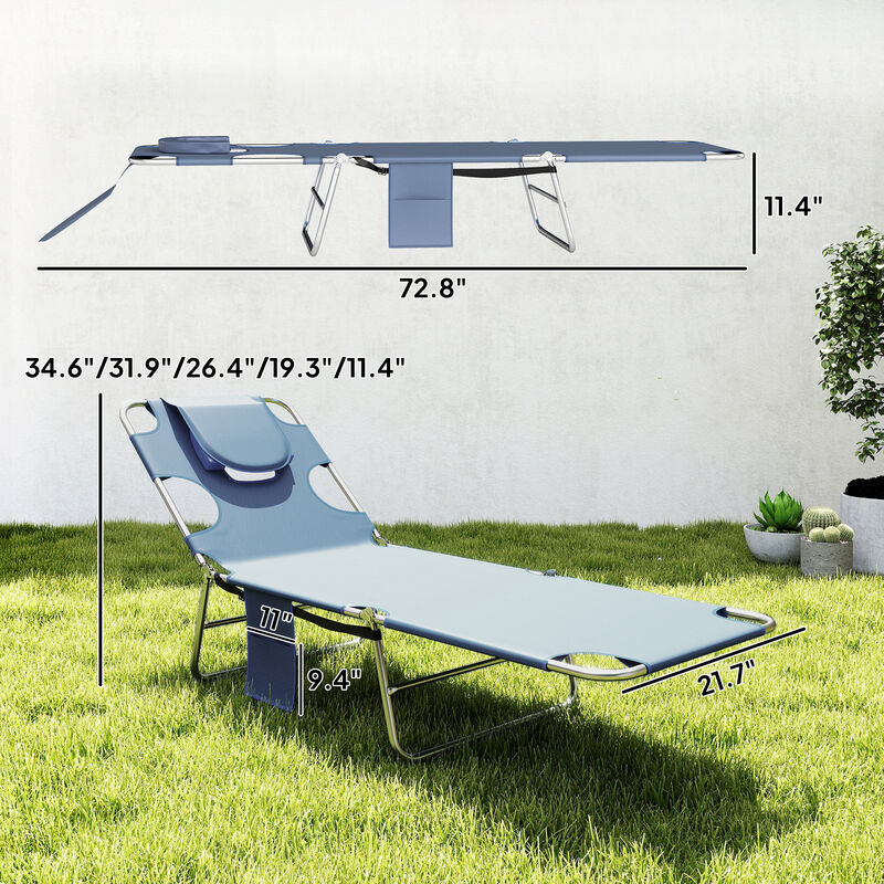 Hivvago Outdoor Sun Lounger with Face Hole and Pillow image number 2