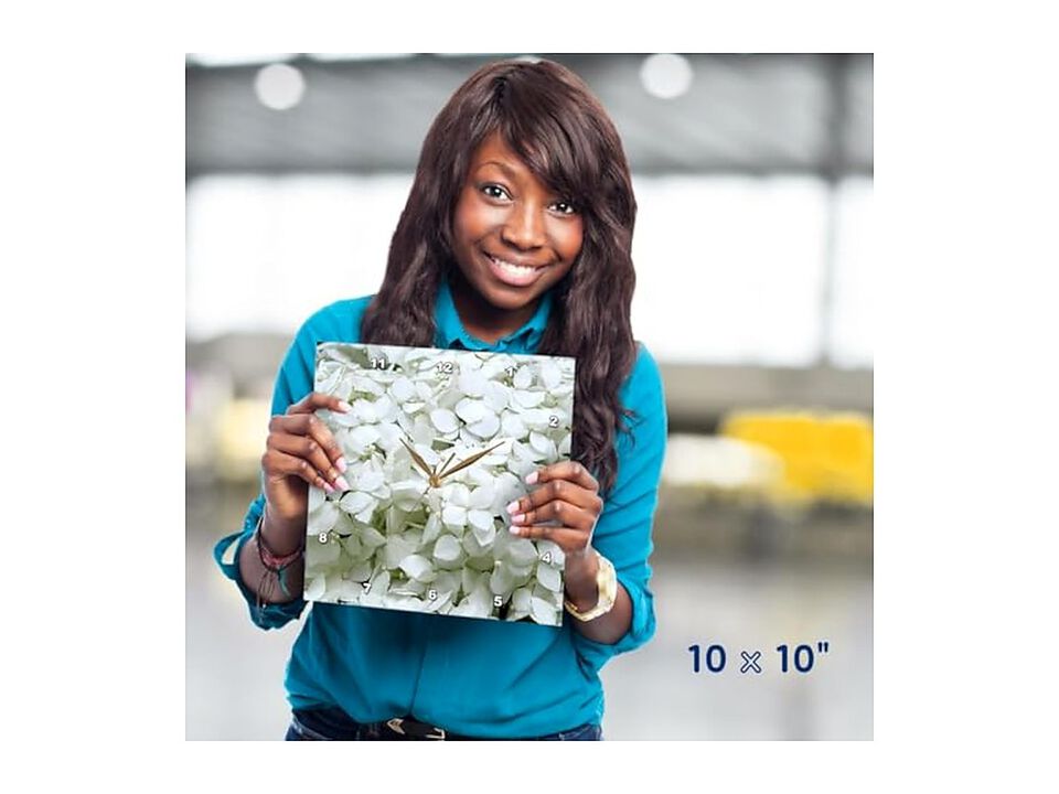 White Hydrangeas Close Wall Clock 10 Inch Home Decor