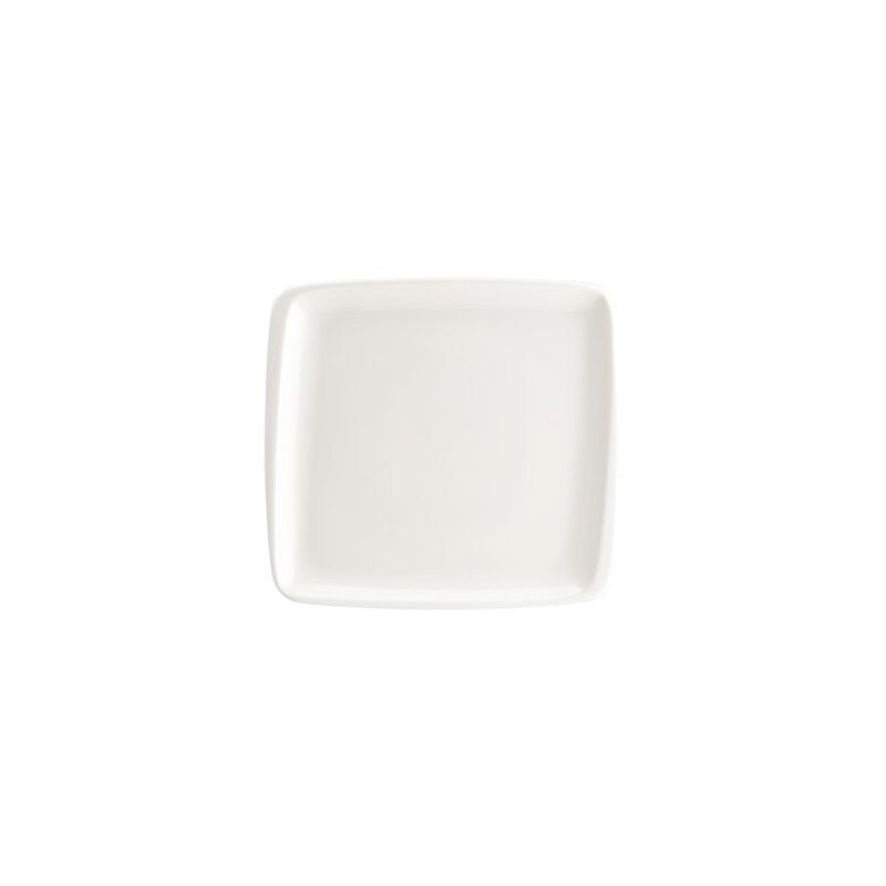 Moove 8.5" x 8" Square Warm White Porcelain Plate (Set of 2)