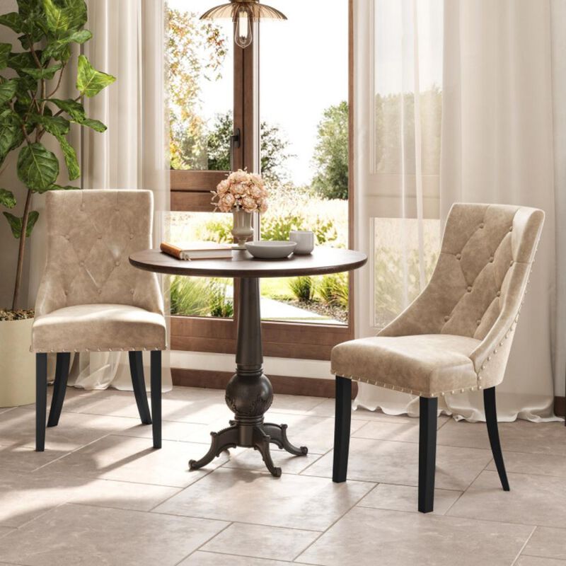 Tufted Wingback Upholstered Dining Chairs Set of 2 for Elegant Dining Room Seating