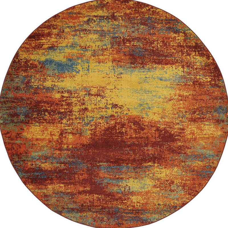 HomeRoots Round Abstract Indoor Outdoor Area Rug image number 0
