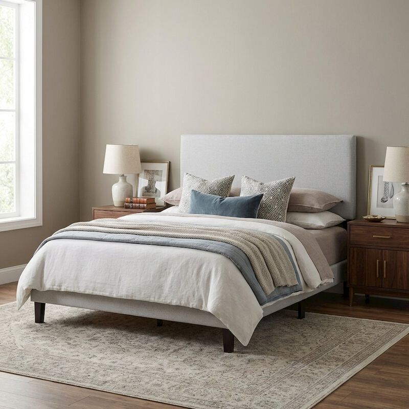 Upholstered Queen Headboard in Neutral Fabric, Durable Frame, Stylish Design image number 3
