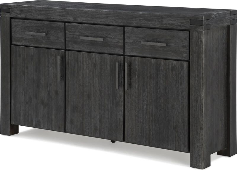 Meadow Solid Wood Three Drawer Three Door Sideboard in Graphite