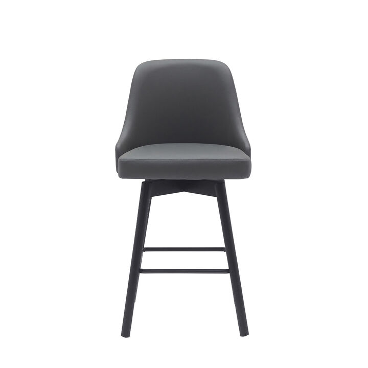 HomeRoots Solid Wood Frame Faux Leather Armless Counter Stool