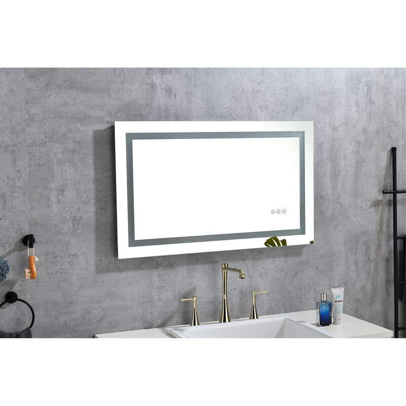 LED Bathroom Mirror with Frontlit and Backlit Wall-Mounted Vanity Mirror with Smart Touch Button for Modern Bathrooms