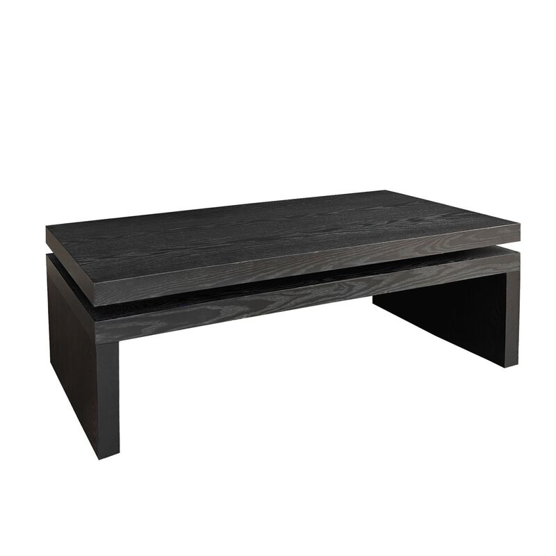 Rustic Farmhouse Rectangular Coffee Table with Floating Tabletop Design, Wooden Living Room Table image number 5