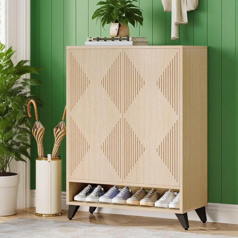 Entryway Natural Shoe Cabinet For Storage image number 5