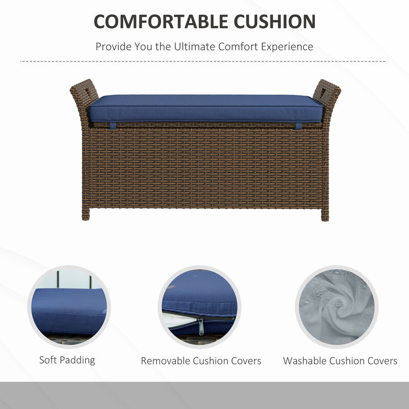 Hivvago 2-in-1 Rattan Patio Bench with Storage image number 4
