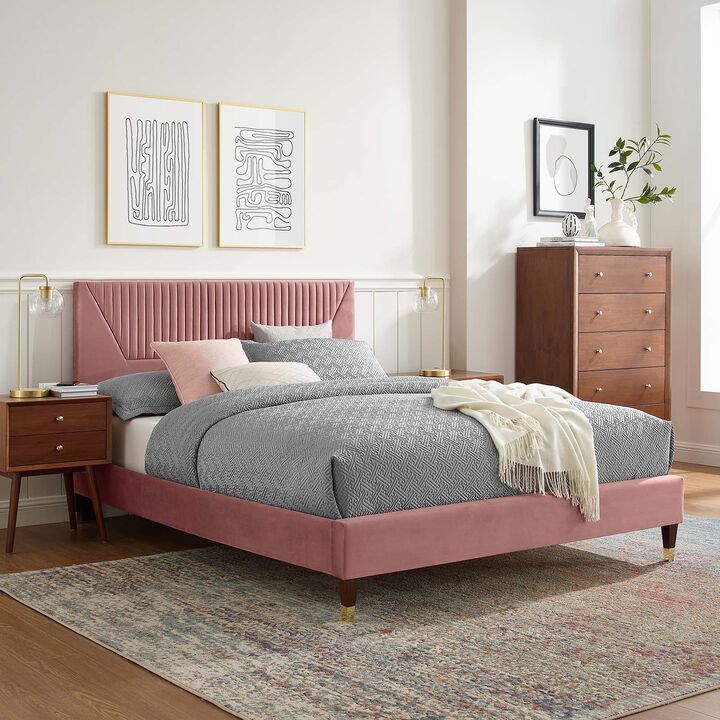 Modway - Yasmine Channel Tufted Performance Velvet King Platform Bed