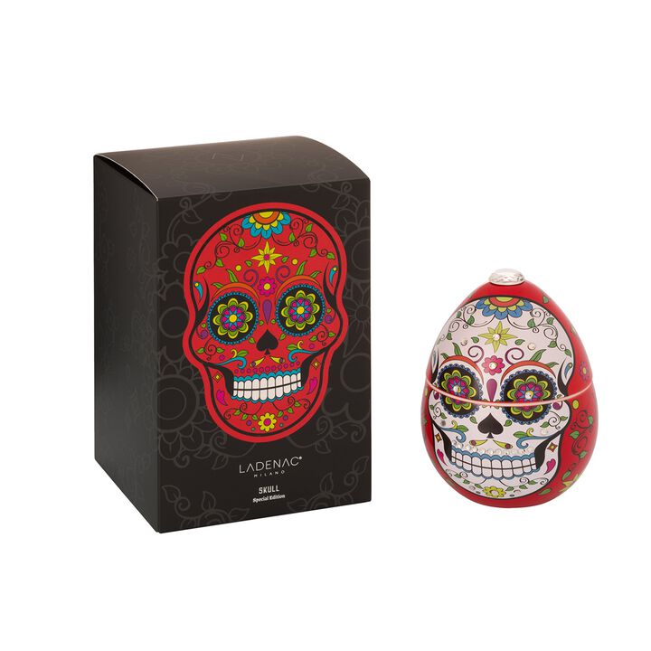 Candle in Ceramic SKULL 7.8 oz Red 4.72 diam. x 7.28 in