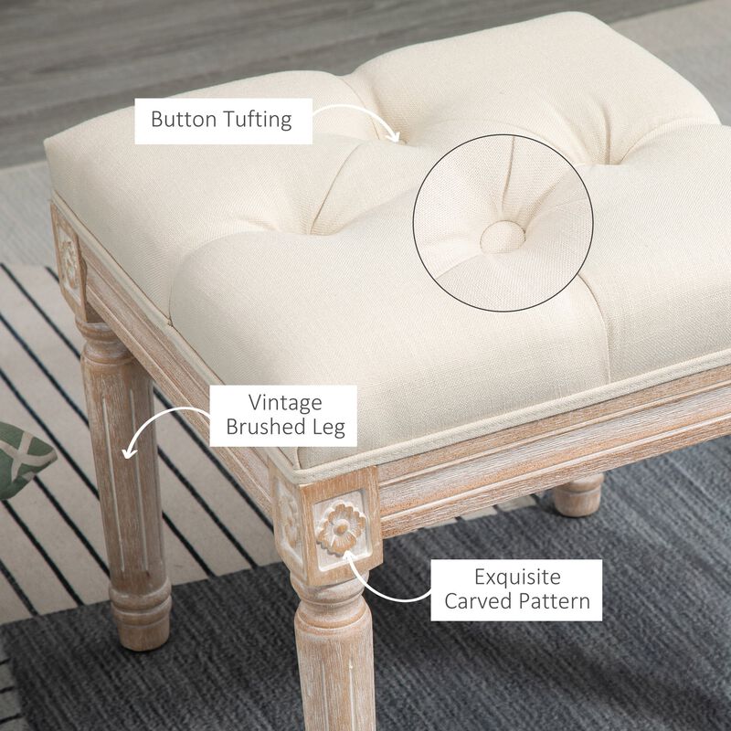 Hivvago Vintage Tufted Ottoman Bench with Wooden Legs image number 3