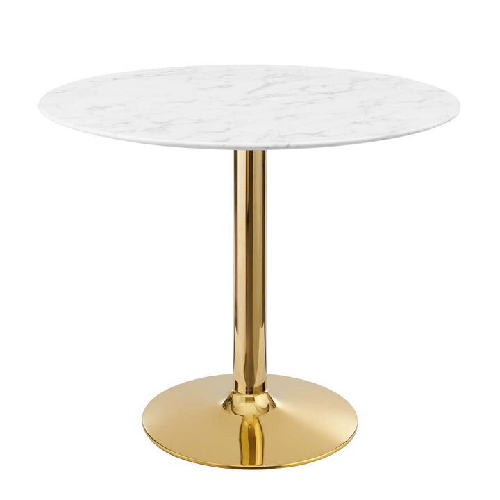 Modway - Verne 35" Artificial Marble Dining Table Gold White