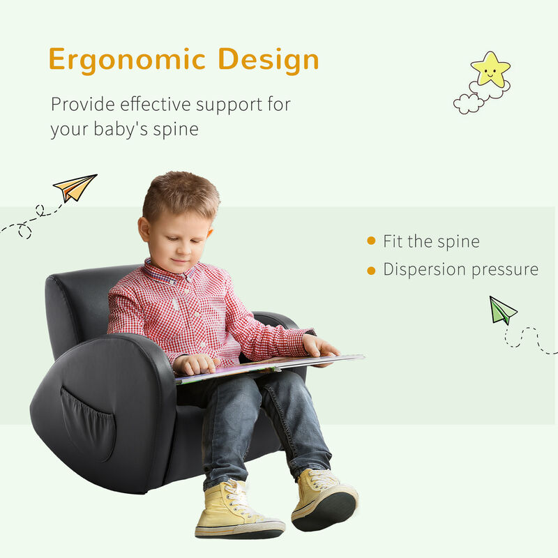 Childrens Soft & Comfortable Sofa Recliner w/ Storage for Remotes & Books