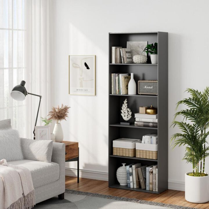 Hivvago 5-Shelf Storage Bookcase Modern Multi-Functional Display Cabinet Furniture