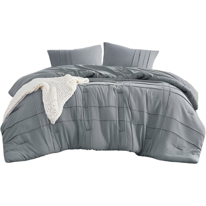 3-Piece Soft Microfiber Pleated Comforter Set – Lightweight & Cozy