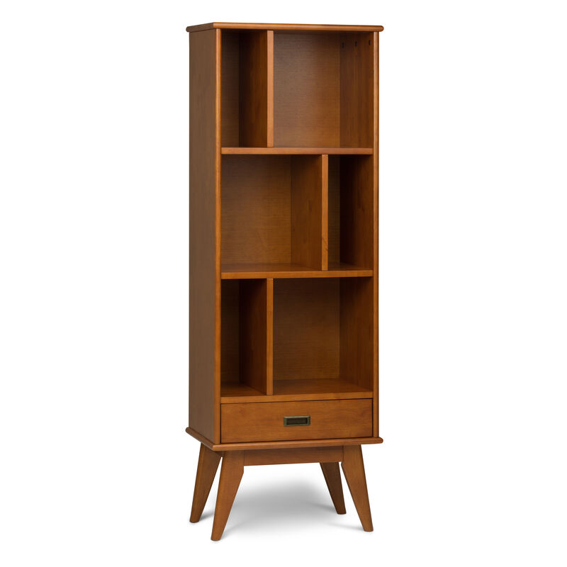 Draper SOLID HARDWOOD 64 inch x 22 inch Mid Century Modern Bookcase and Storage Unit in Teak Brown