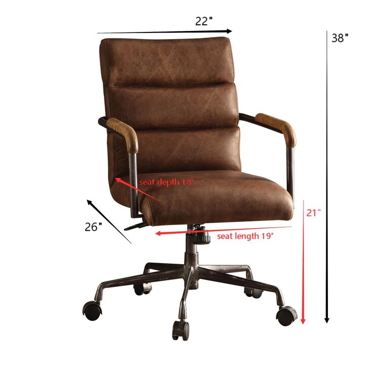 Harith Office Chair in Retro Brown Top Grain Leather