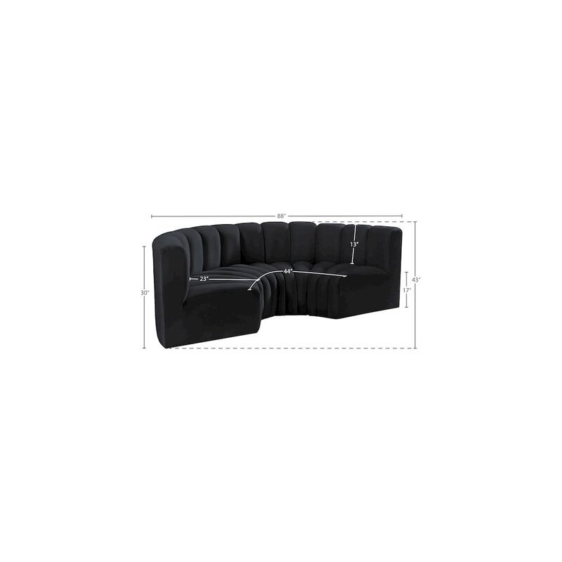 Meridian Furniture Arc Black Velvet Modular Sofa