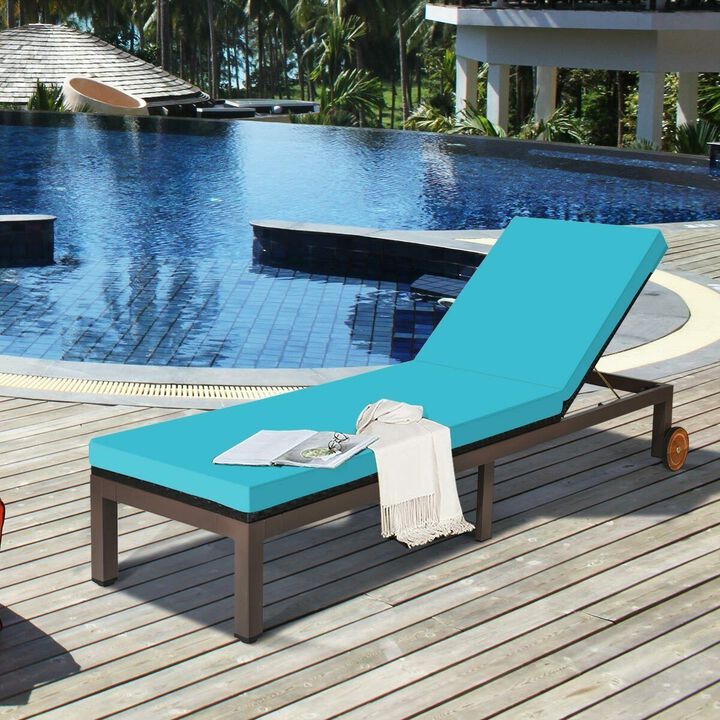 Patio Chaise Lounge Chair Outdoor Rattan Lounger Recliner Chair