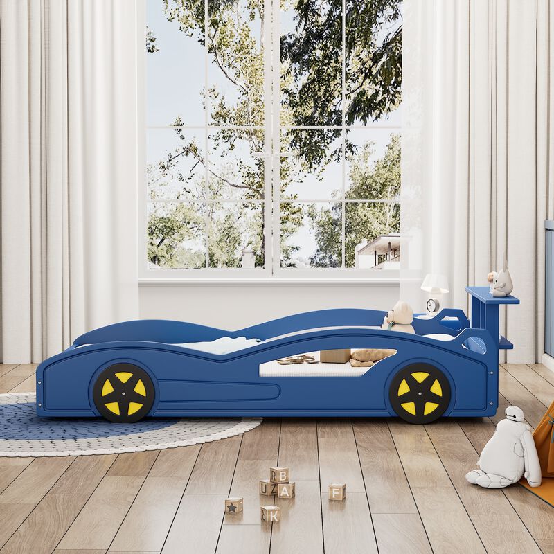 Merax Kids Race Car Bed with Side Safety Rails & Storage Space, Sturdy Frame image number 3