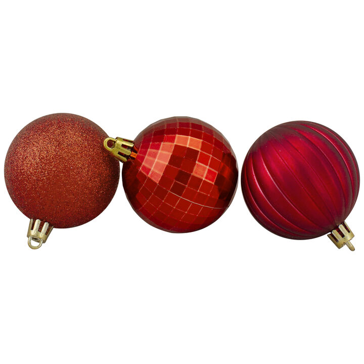 100ct Red Shatterproof 3-Finish Christmas Ball Ornaments 2.5" (60mm)
