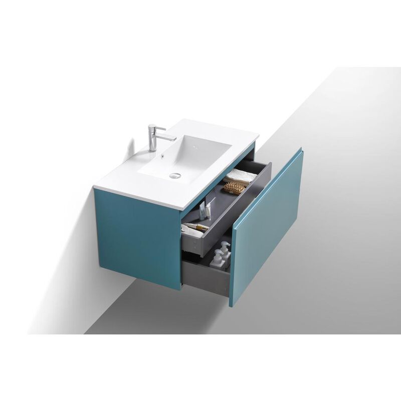 Kubebath Balli 40'' Wall Mount Modern Bathroom Vanity in Teal Green Finish