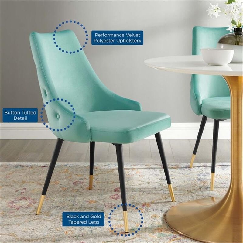 Modway EEI-3907-MIN Adorn Tufted Performance Velvet Dining Side Chair, Mint image number 7