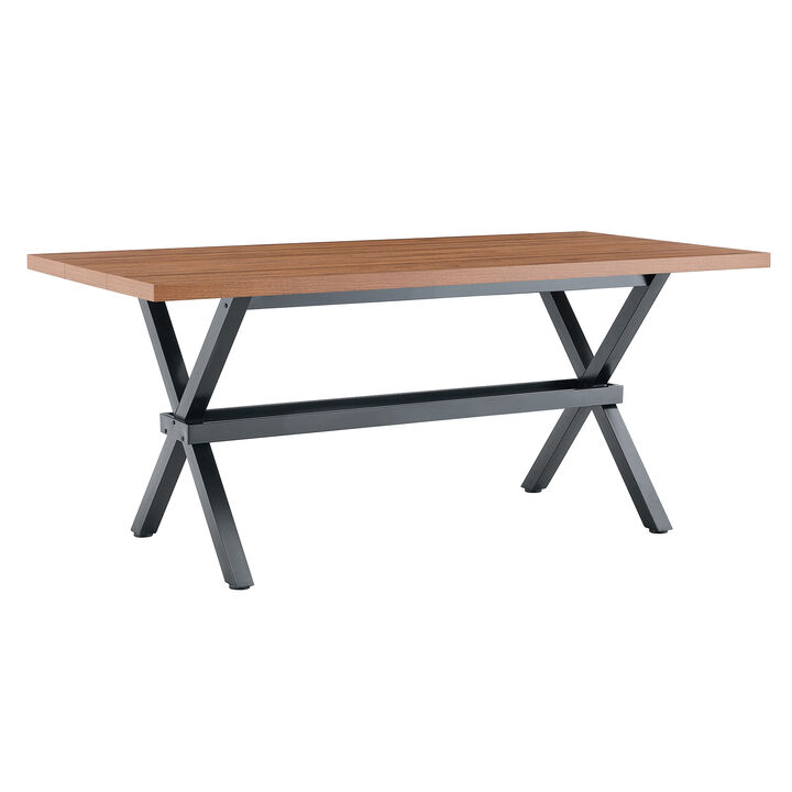 Whisen 71" Dining Table, X-Shaped Metal Base MDF for 6-8 People Kitchen Restaurant