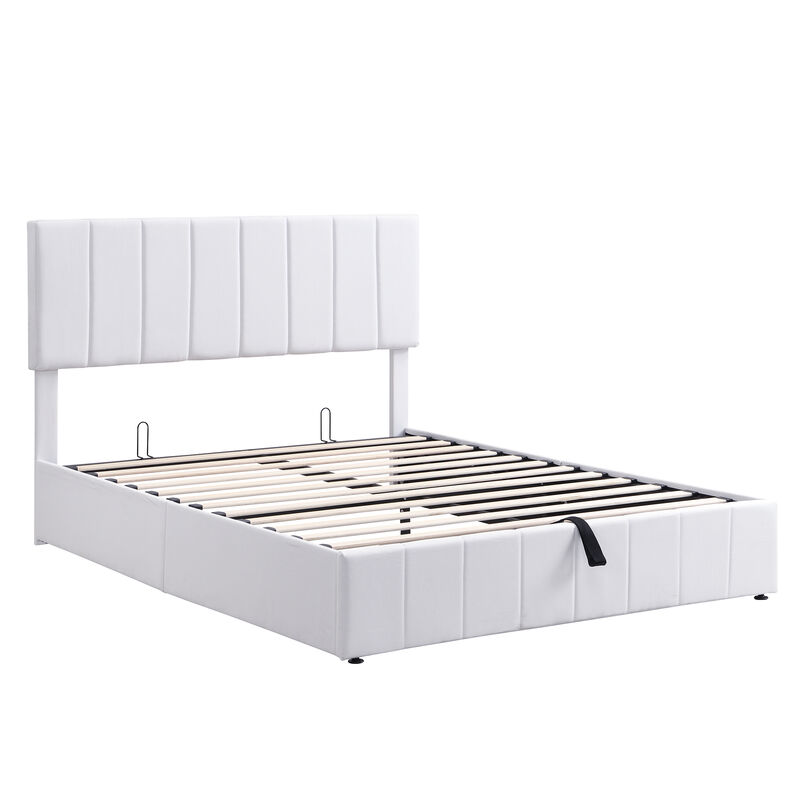 Whisen Modern Style Queen Size Upholstered Platform Bed with Hydraulic Storage System