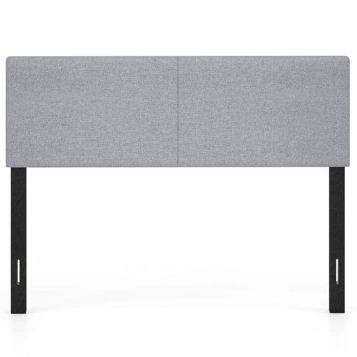 Queen Full Size Upholstered Headboard with Vertical Quilted Linen Fabric