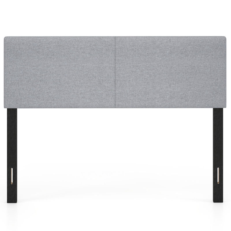 Queen Full Size Upholstered Headboard with Vertical Quilted Linen Fabric image number 0