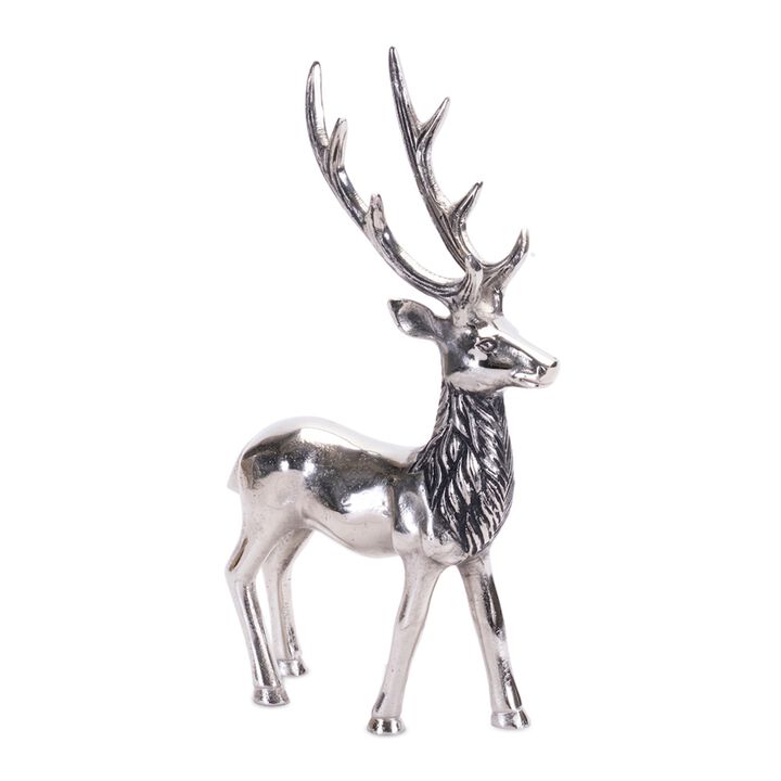 Elegant Etched Deer Figurine in Aluminum Finish for Holiday Accent Display