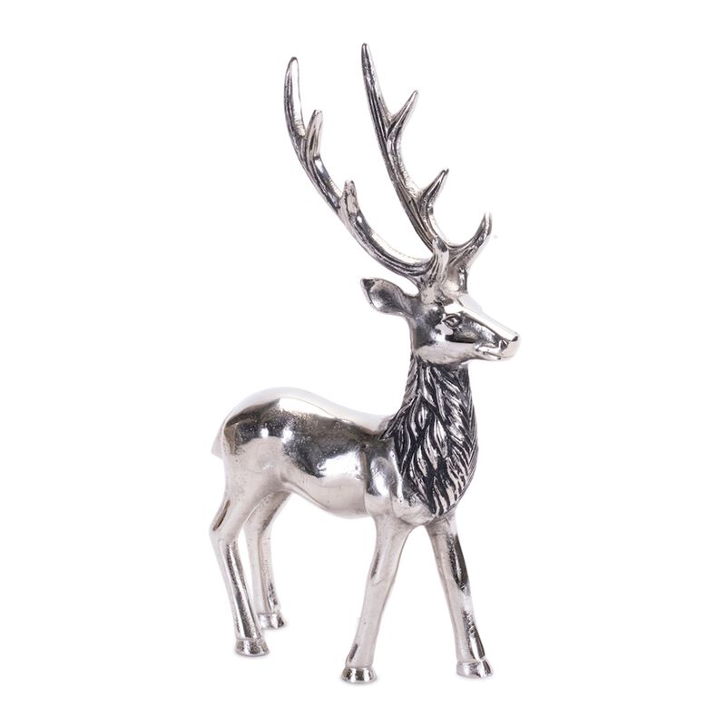 Elegant Etched Deer Figurine in Aluminum Finish for Holiday Accent Display