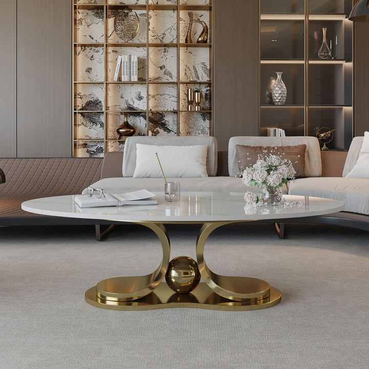Nafzom Modern Faux Marble Coffee Table