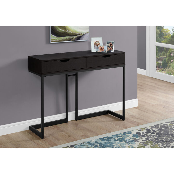 Monarch Specialties I 3517 Accent Table, Console, Entryway, Narrow, Sofa, Storage Drawer, Living Room, Bedroom, Metal, Laminate, Brown, Black, Contemporary, Modern