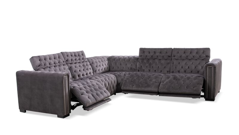 Grey 5-Piece Power Reclining Sectional image number 2