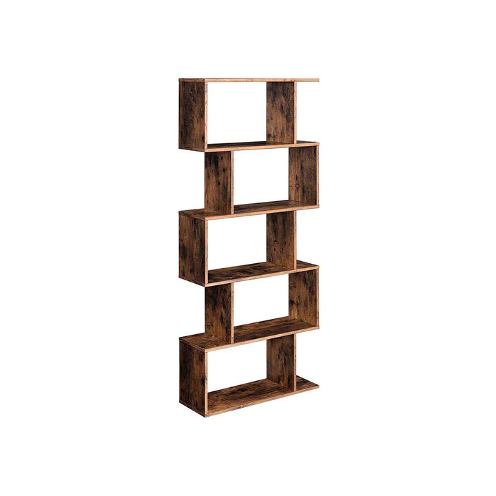 BreeBe Rustic Brown Freestanding Wooden Storage Bookcase