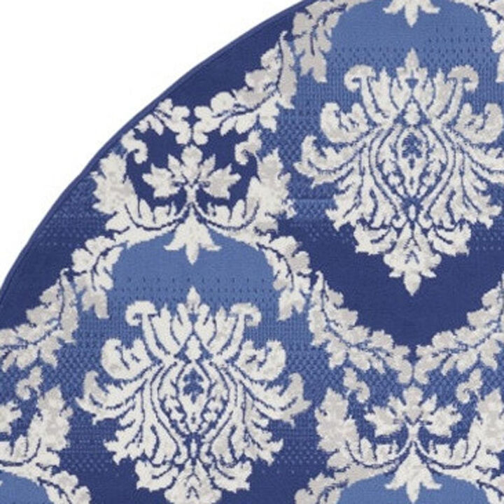 HomeRoots Damask Distressed Round Rug