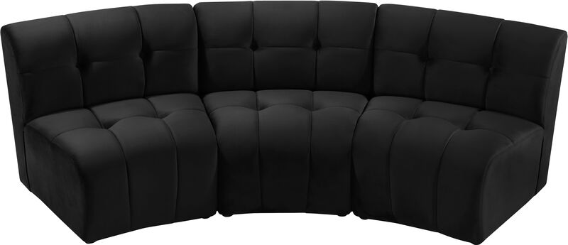 Meridian Furniture Limitless Black Velvet 3pc. Modular Sectional image number 4