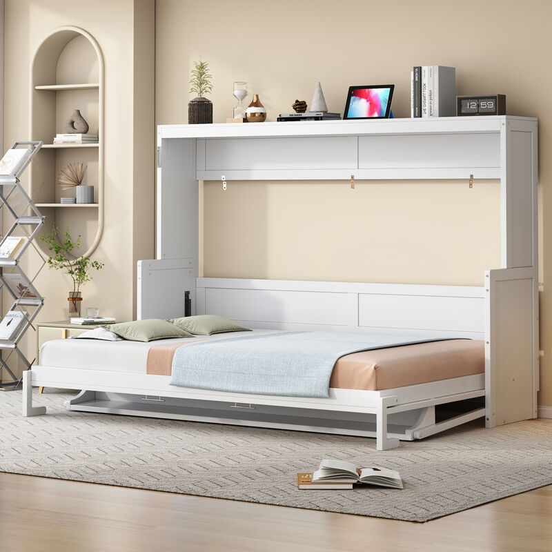 Merax Queen Size Folding Murphy Bed with Hidden Desk image number 2